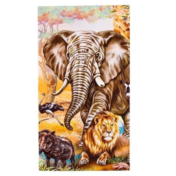 New African Safari Bath Beach Pool Gift Towel Elephant Lion Jungle Africa Sahara - Picture 1 of 2